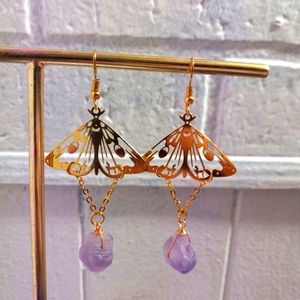 Goldtone amethyst drop earrings